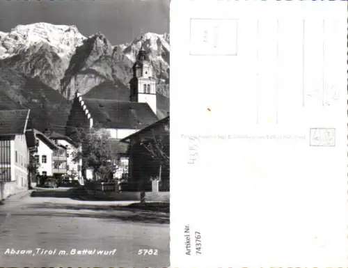 743767 Foto AK Absam Tirol m. Bettelwurf Dorfpartie Kirche