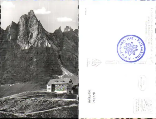743770 Foto AK Hinterriß Falkenhütte Adolf Sotierhaus geg. Laliderer Spitze Karwendel