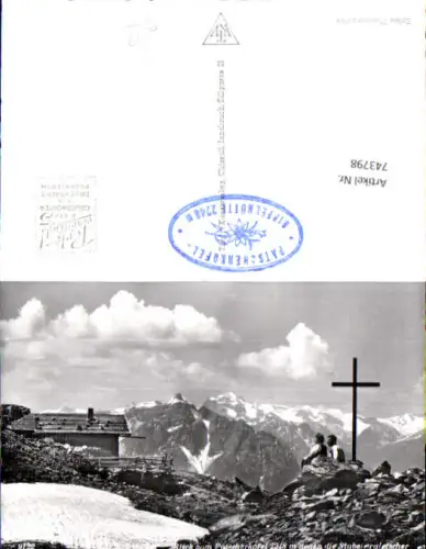 743798 Foto AK Patsch b. Innsbruck Blick v. Patscherkofel geg. Stubaiergletscher Kreuz