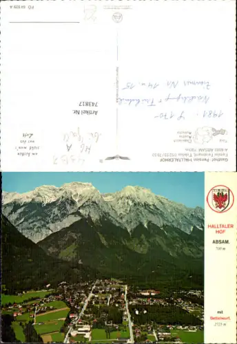 743817 Fliegeraufnahme Absam b. Hall i. Tirol Halltaler Hof pub Alpine Luftbild FÖ 64929A