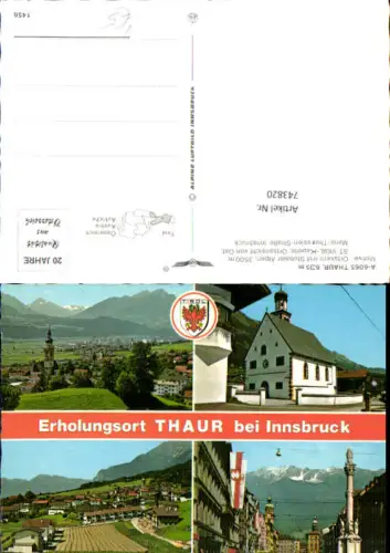 743820 Mehrbild AK Thaur b. Innsbruck St Vigil-Kapelle Ortsansicht pub Alpine Luftbild 1456