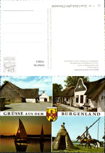 743853 Mehrbild AK Pußtascheune Barockgiebelhaus Illmitz Sonnenuntergang Seewinkel