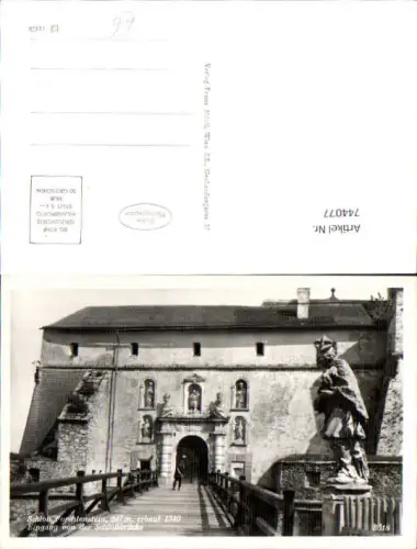 744077 Foto AK Schloss Forchtenstein Eingang von der Schloßbrücke