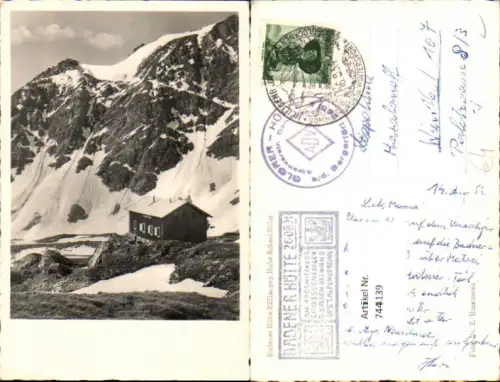744139 Foto AK Badener Hütte geg. Hohe Achsel Matrei in Osttirol