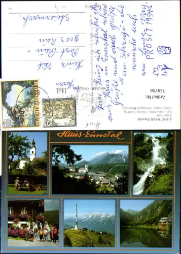 739706 Mehrbild AK Haus im Ennstal Hauser Kaibling Seewigtal-Bodensee Wasserfall Sendemast