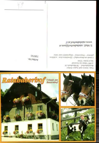 739731 Mehrbild AK Haus im Ennstal Rainhaberhof Pferde Ziege m. Bub Junge Bauernhof