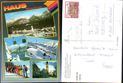 739747 Mehrbild AK Haus im Ennstal Skizentrum Seilbahn Gondel Wintersport Kirche