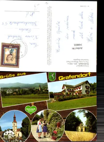 740001 Mehrbild AK Grafendorf Pfarrkirche Pension Postl Hubertus-Kapelle