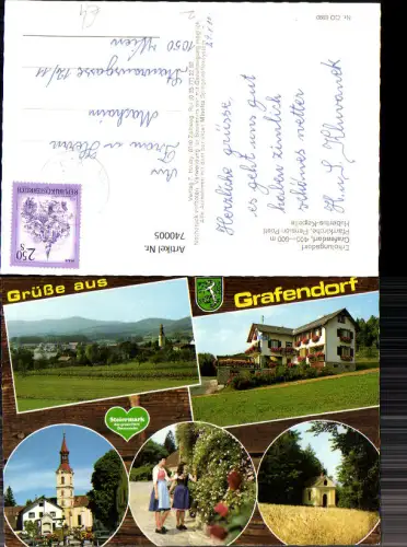740005 Mehrbild AK Grafendorf Pfarrkirche Pension Postl Hubertus-Kapelle