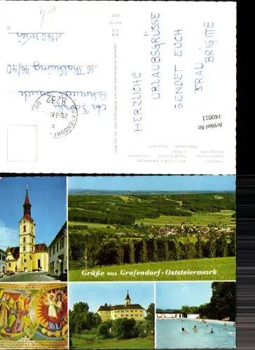 740011 Mehrbild AK Grafendorf Pfarrkirche Hubertuskapelle Schwimmbad