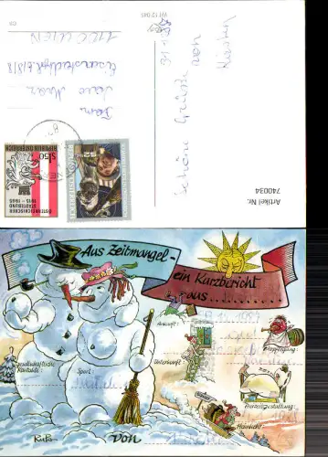 740034 Künstler AK RuPa Kurzbericht Humor Präbichl Vordernberg Schneemann Wintersport