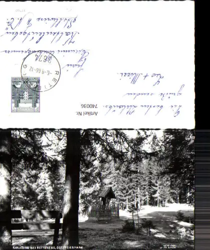 740036 Foto AK Rettenegg Karlhöhe Wegkreuz Wald Landschaft