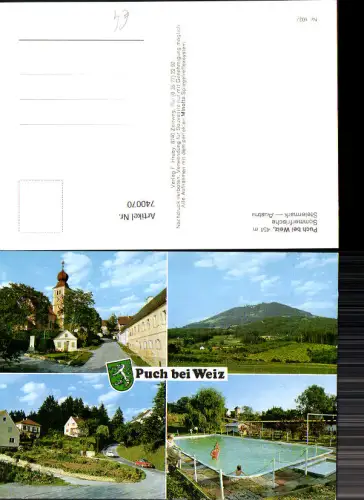 740070 Mehrbild AK Puch b. Weiz Dorfpartie m. Kirche Schwimmbad VW Käfer