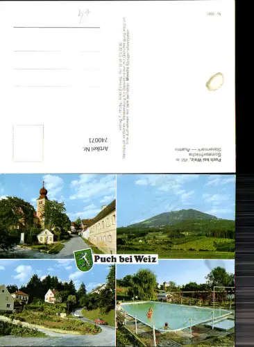 740071 Mehrbild AK Puch b. Weiz Dorfpartie m. Kirche Schwimmbad VW Käfer