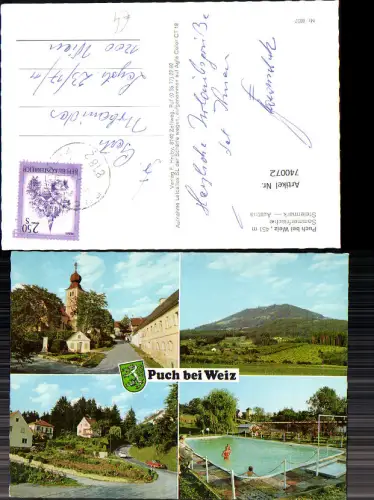 740072 Mehrbild AK Puch b. Weiz Dorfpartie m. Kirche Schwimmbad VW Käfer