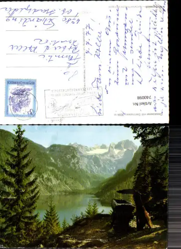 740098 Am Vorderen Gosausee Gosau mit Hohem Dachstein Hütte a. Ufer