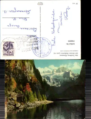 740099 Gosausee Gosau mit Dachstein Brunnen a. Ufer