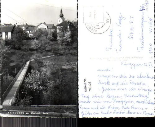 740123 Foto AK Friedberg am Wechsel Brücke Kirche