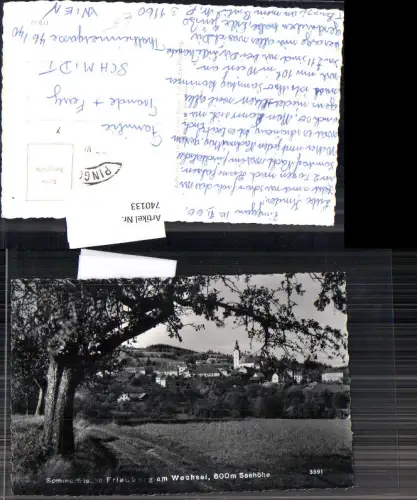 740133 Foto AK Friedberg am Wechsel Ansicht m. Kirche Baum im Vordergrund