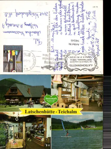 740143 Mehrbild AK Fladnitz an der Teichalm Latschenhütte Teichalm Windsurfen Gaststube Kachelofen