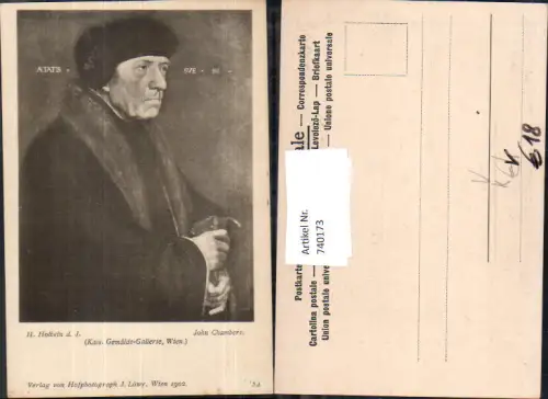 740173 Künstler AK H. Holbein d. Jüngere John Chambers Mann Portrait pub J. Löwy 54