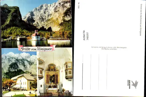 740197 Mehrbild AK St Bartholomä am Königssee Kirche Inneres Schiff Bayern
