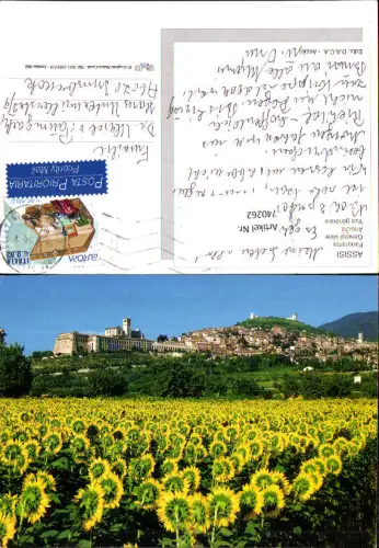 740262 Assisi Panorama mit Blumen Sonnenblumen Italy