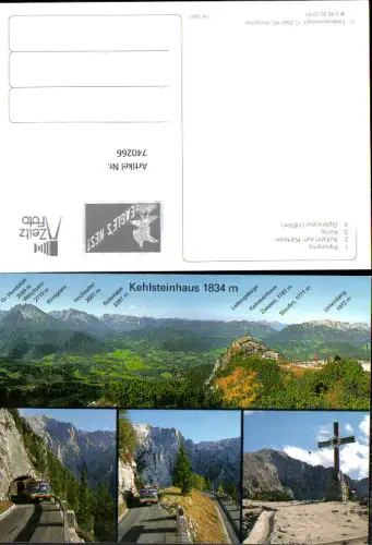 740266 Mehrbild AK Kehlsteinhaus Panorama Auffahrt zum Kehlstein Kehre Gipfelkreuz Bus Reisebus