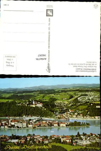 740267 Luftbild Panorama Passau Bayern mit Donau Ilz u. Inn