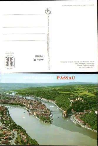740268 Luftbild Panorama Passau Bayern mit Donau Ilz u. Inn