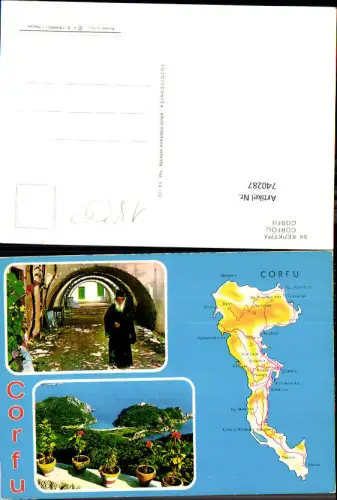 740287 Lagekarte Corfu Korfu Mönch Greece