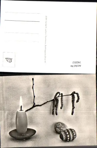 740312 Ostern Brennende Kerze Ostereier Weidenzweig