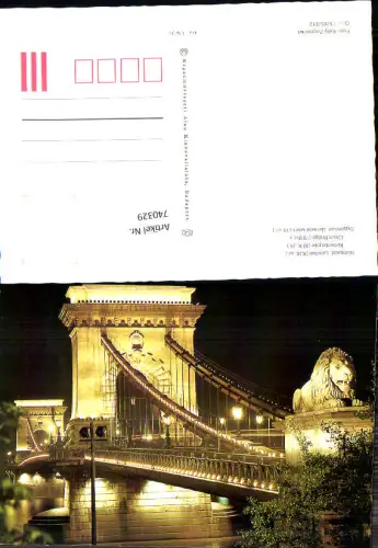 740329 Budapest Lanchid Kettenbrücke b. Nacht Hungary