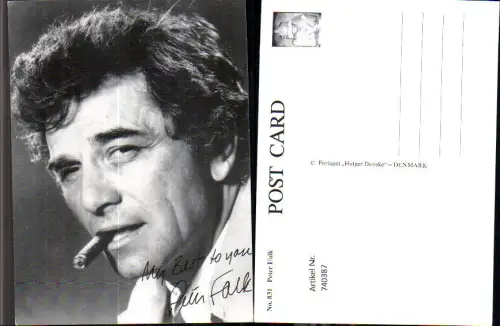 740387 Autogrammkarte Autogramm Peter Falk Schauspieler Zigarre Rauchen Film