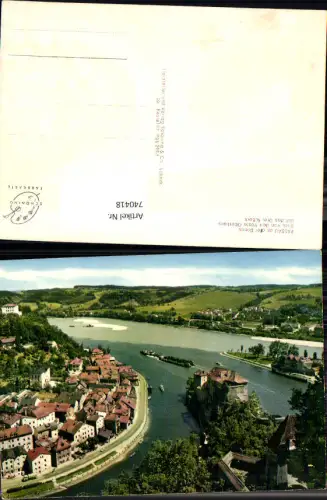 740418 Passau a. d. Donau Blick v. d. Veste Oberhaus auf das Dreiflusseck
