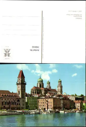 740432 Passau Donaupartie mit Rathaus u. Dom Schiffe Boote