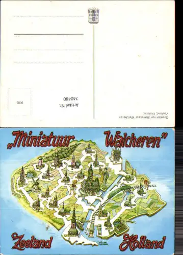 740480 Lagekarte Miniatur Walcheren Zeeland Holland Nederlands
