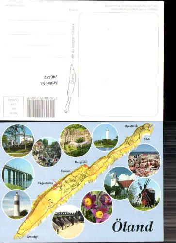 740482 Lagekarte Öland Borgholm Böda Ottenby Leuchtturm Sweden Kalmar