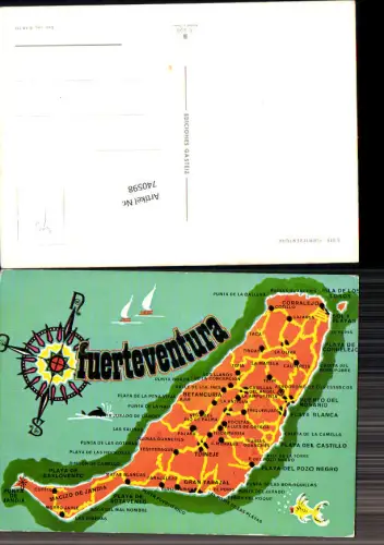 740598 Fuerteventura Spain Landkarten AK