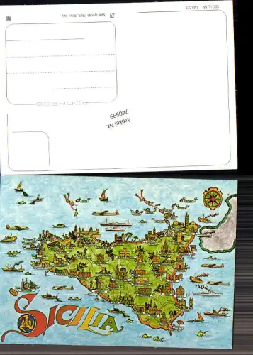 740599 Italy Sizilien Sicilia Landkarten AK