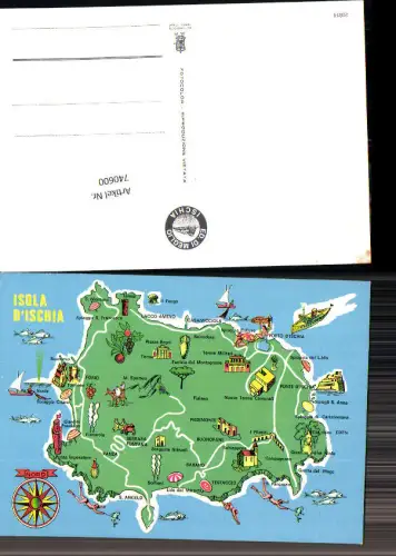 740600 Isola d Ischia Landkarten AK Barano Angelo Panza Forio Testaccio