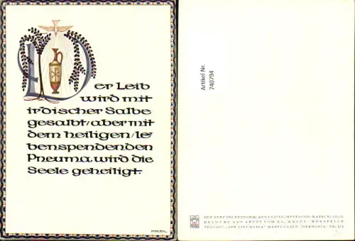 740794 Spruch AK Der Leib Religion pub Verlag Ars Liturgica Maria Laach Nr. 272