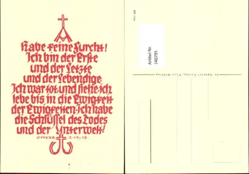 740795 Spruch AK Habe keine Furcht Religion pub St Gabriel-Verlag Wien SG 1145