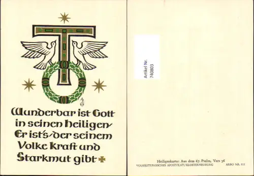 740803 Spruch AK Wunderbar ist Gott pub Heiligenkarte Arbo Nr. 111