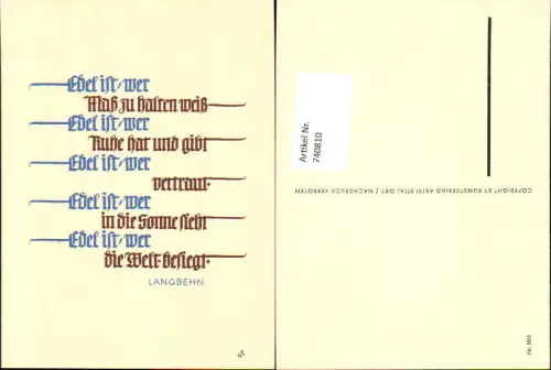 740810 Spruch AK Edel ist wer pub Abtei Ettal Nr. 8516
