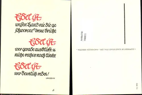 740811 Spruch AK Edel ist pub Abtei Ettal Nr. 1815
