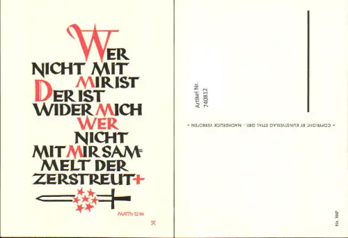 740812 Spruch AK Wer nicht mit mir ist pub Abtei Ettal Nr. 1847