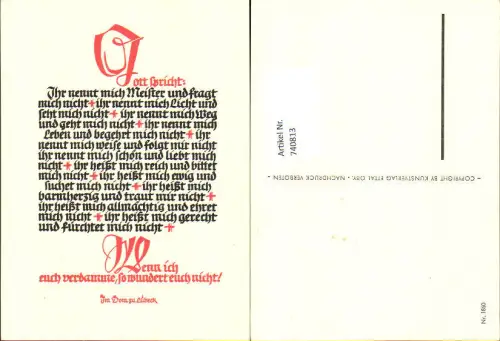 740813 Spruch AK Gott spricht pub Abtei Ettal Nr. 1850