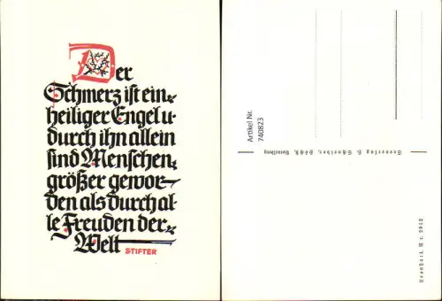 740823 Spruch AK Der Schmerz ist ein heiliger Engel pub H. Schneider Nr. 2012