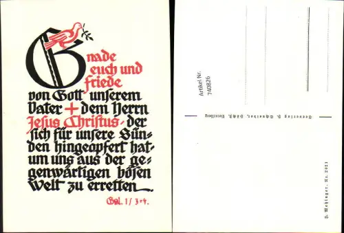 740826 Spruch AK Gnade euch und Friede pub H. Schneider Höchst Vorarlberg Nr. 2021